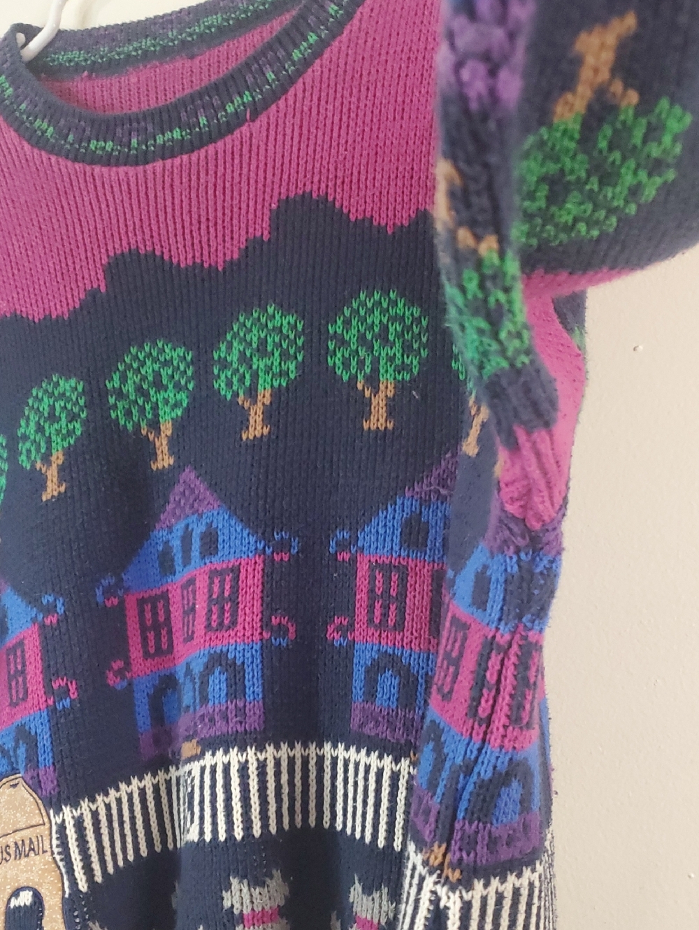 Vintage 80s Sutton Place Cats Village Motif Women’s Sweater Novelty - Picture 5 of 11
